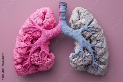 Artistic representation of healthy and unhealthy lungs photo