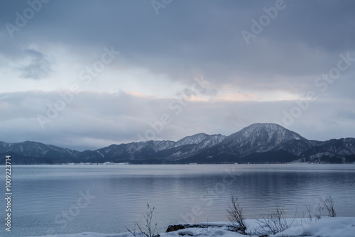 Obraz na płótnie Lake Tazawa winter scenery in Akita, Japan w salonie