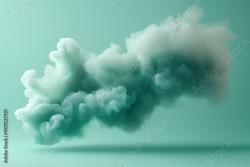 Obraz na płótnie wispy cloud of green smoke floating in mid-air against a soft green backdrop, resembling ethereal cotton candy. Generative AI w salonie