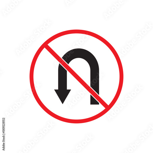 vector flat icon of no turning sign sign