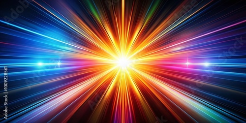 Dynamic and Colorful Abstract Light Rays Creating Vibrant Energy and Motion in a Dark Background