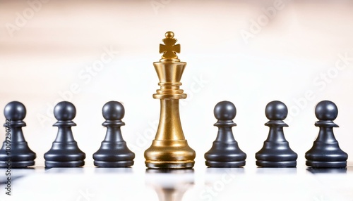 Gold chess king stands tall