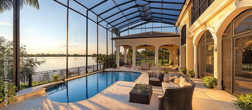 Luxury Poolside Estate with Scenic Lake View