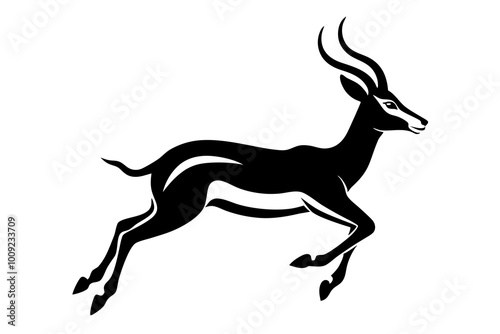 Graceful Leaping Gazelle Silhouette Vector Illustration