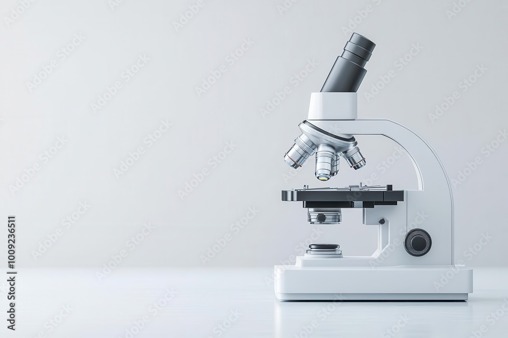 A high-quality microscope on a clean surface, perfect for laboratory and scientific research themes. Ideal for educational use. A high-quality microscope on a clean surface, perfect for laboratory and scientific research themes. Ideal for educational use.