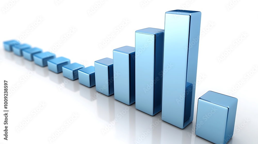 Ascending Blue 3D Bar Graph Growth Success and Progress Illustration Ascending Blue 3D Bar Graph Growth Success and Progress Illustration
