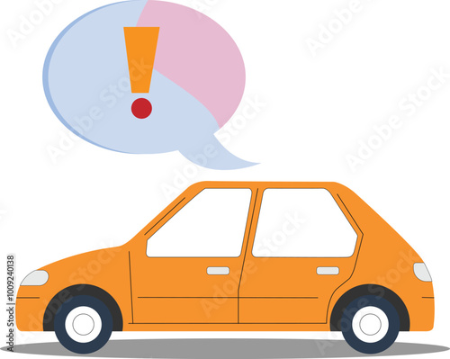 Two men having car accident isolated flat vector illustration. Cartoon people looking at automobile damage.