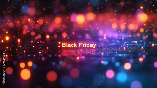Colorful abstract background featuring bright lights for Black Friday shopping promotions