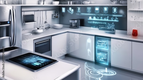 Modern and Futuristic Kitchen with Smart Home Technology