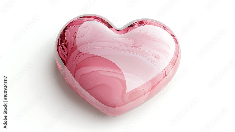 Pink Glass Heart with Swirling Marble Pattern Love Romance Valentine s Day Decoration Pink Glass Heart with Swirling Marble Pattern Love Romance Valentine s Day Decoration