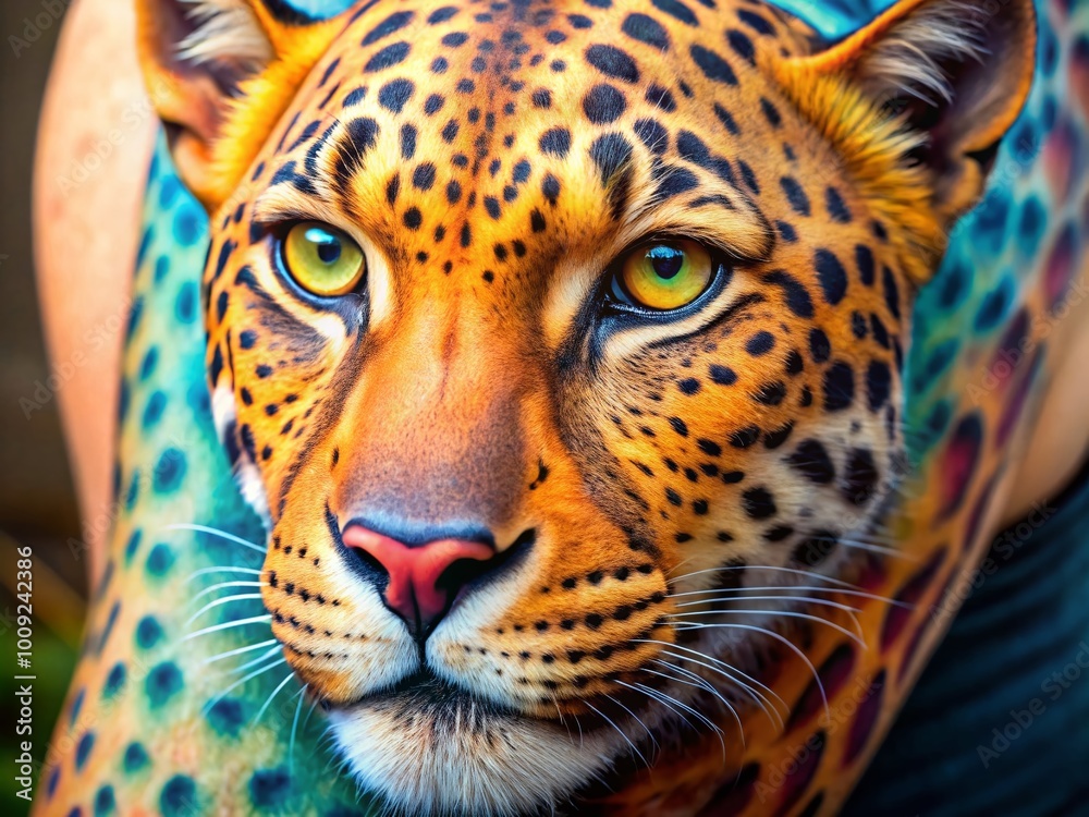 Obraz premium Elegant Cheetah Print Tattoo Design on Skin Showcasing Animal Patterns and Artistic Expression