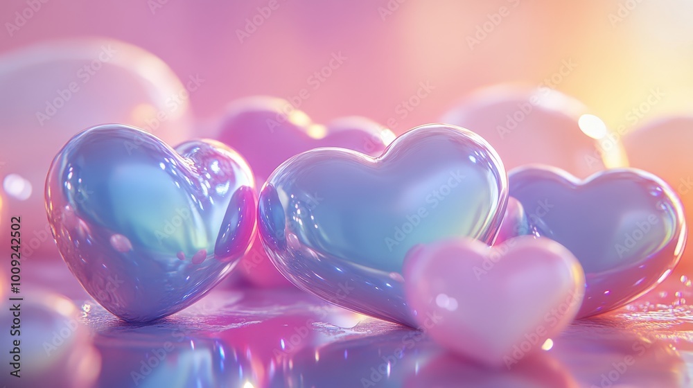 Dreamy Heart-Shaped Bubbles in Pastel Colors Dreamy Heart-Shaped Bubbles in Pastel Colors