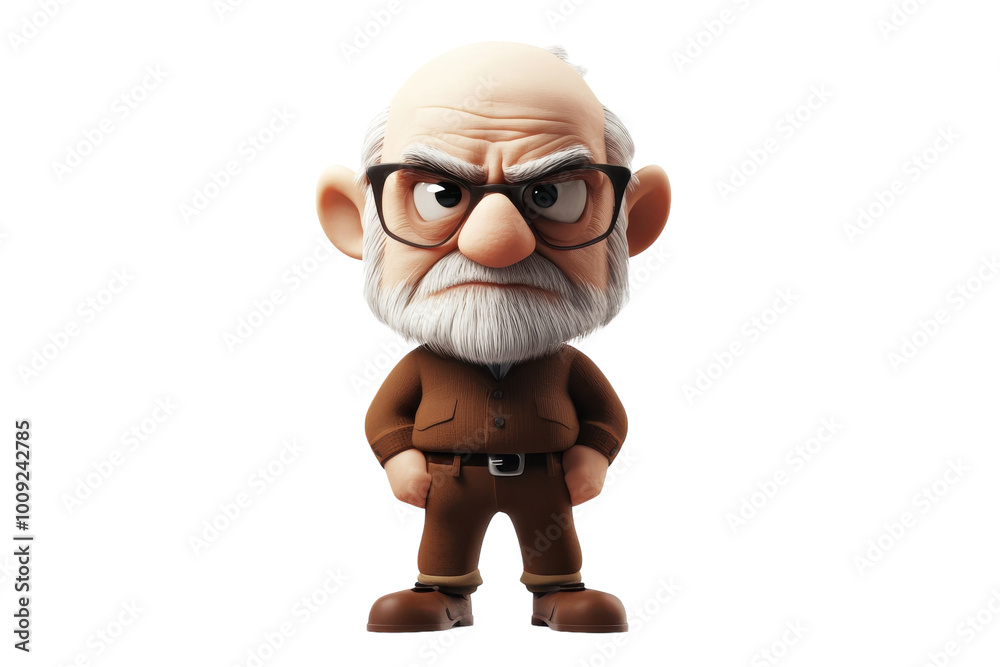 A grumpy old man stands defiantly with crossed arms in a whimsical setting, on the transparent background. PNG Format A grumpy old man stands defiantly with crossed arms in a whimsical setting, on the transparent background. PNG Format