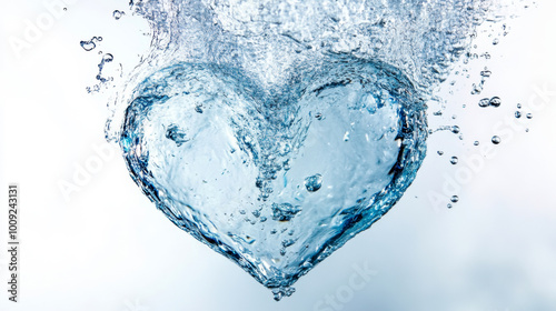 water shape of my hart on white background