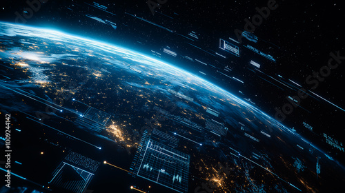 Earth from Space with Digital Network Overlays