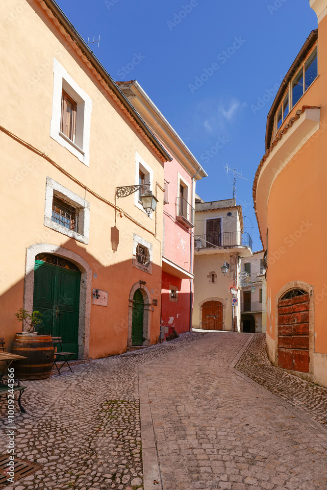 A street between the old houses of Fontechiari in Lazio, Italy. A street between the old houses of Fontechiari in Lazio, Italy.