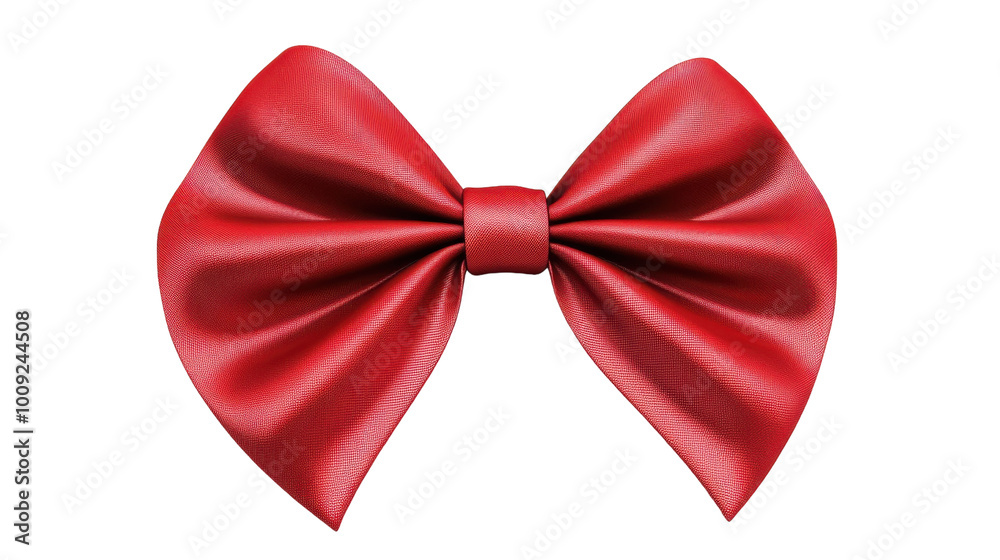 Elegant red bow crafted from luxurious satin fabric on a neutral background, on the transparent background. PNG Format Elegant red bow crafted from luxurious satin fabric on a neutral background, on the transparent background. PNG Format