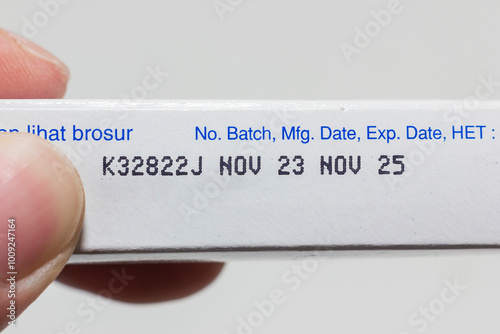 View of Production code and product expiration date