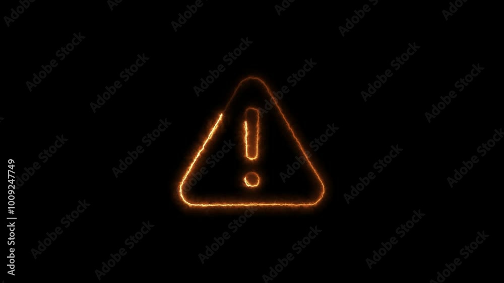 Neon warning icon animation. Glowing neon warning sign, exclamation mark concept. Important notification, urgent attention, caution error. Neon warning icon animation. Glowing neon warning sign, exclamation mark concept. Important notification, urgent attention, caution error.