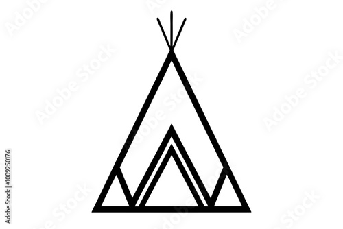 

Camping tent icon vector, teepee silhouette, tipi vector
