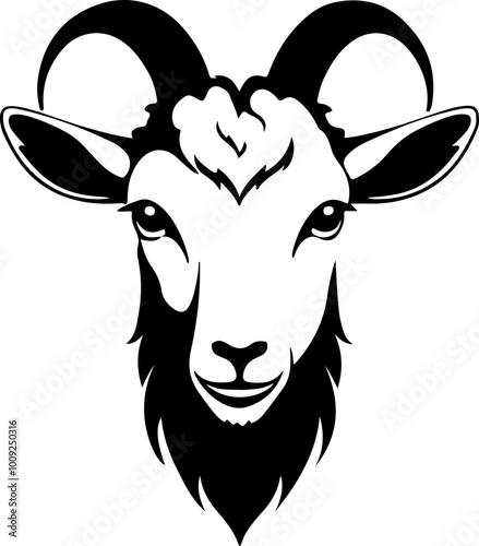 silhouette goat face vector