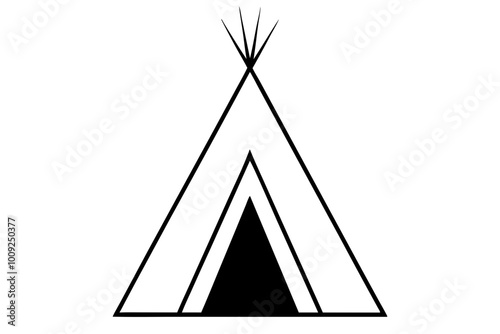 

Camping tent icon vector, teepee silhouette, tipi vector
