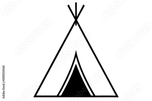 

Camping tent icon vector, teepee silhouette, tipi vector
