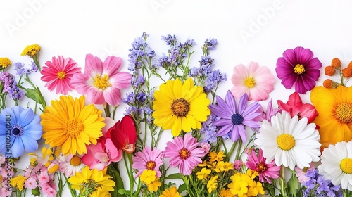 Colorful Floral Arrangement on White Background