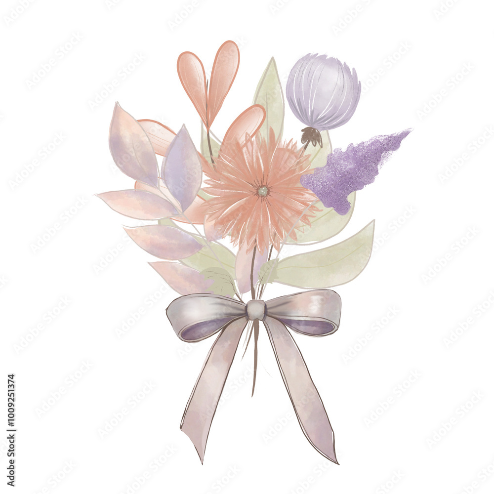bouquets illustrated in delicate colors autumn flowers bouquets illustrated in delicate colors autumn flowers