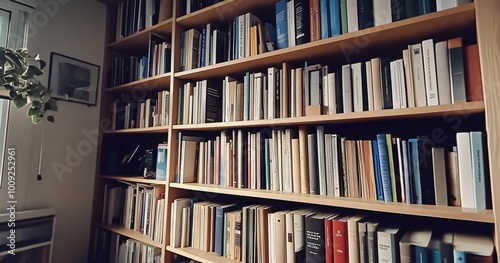 Cozy Bookshelf With Diverse Collection of Books for Studying and Leisure