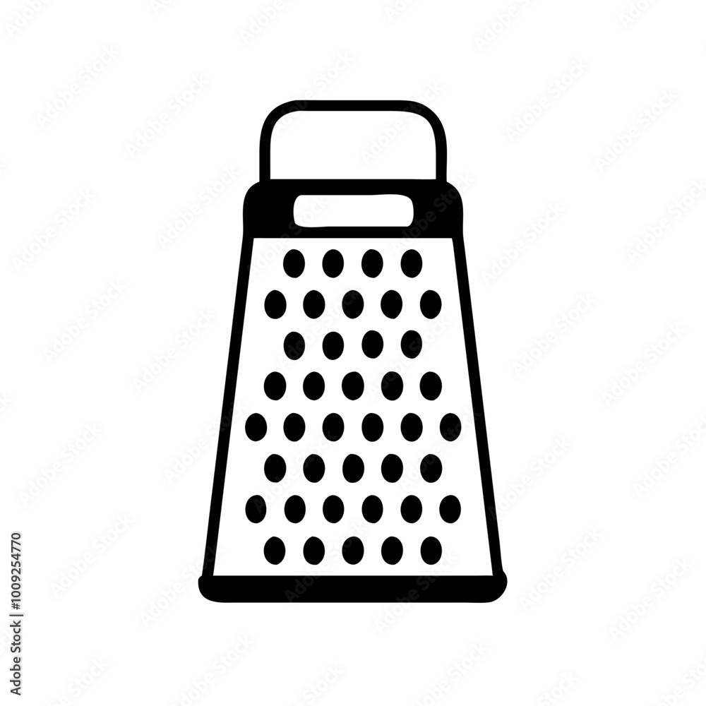 Icon of a kitchen grater with perforated holes on a plain background Icon of a kitchen grater with perforated holes on a plain background