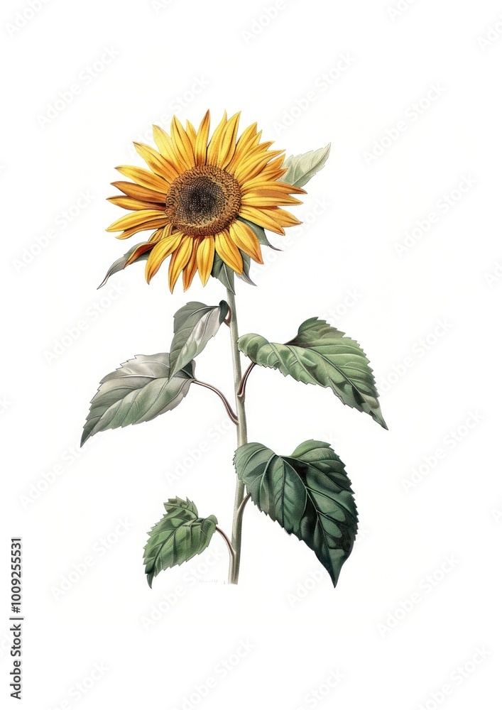 Fototapeta premium Vibrant sunflower botanical illustration