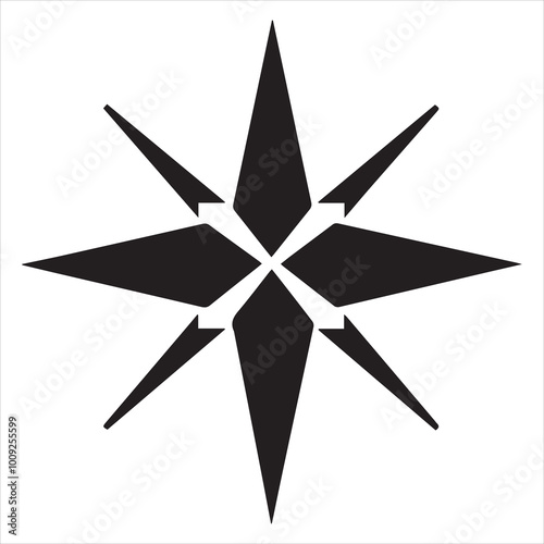 black flat beautiful stars fly apart on a white background, drawing