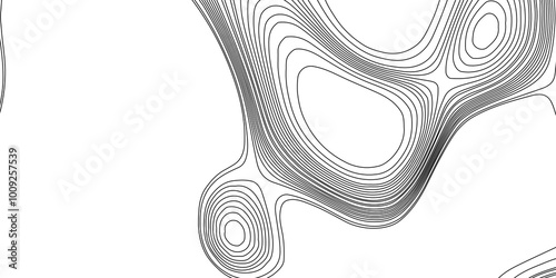 Landscape geodesy topographic map background abstract curved lines minimalist modern vector pattern, abstract line art contour pattern background with black lines on white background.