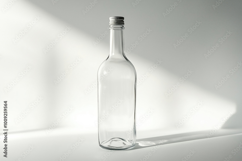 Empty glass water bottle on white background. Empty glass water bottle on white background.