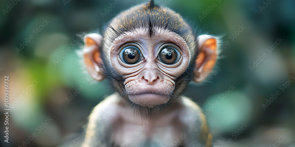 Baby Monkey with Curious Expression
Baby Monkey with Curious Expression