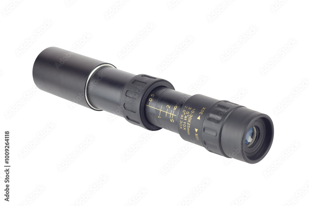 retractable optical monocular, observation sight, isolated from background retractable optical monocular, observation sight, isolated from background