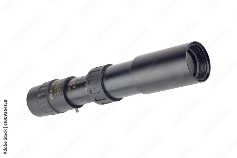 retractable optical monocular, observation sight, isolated from background retractable optical monocular, observation sight, isolated from background
