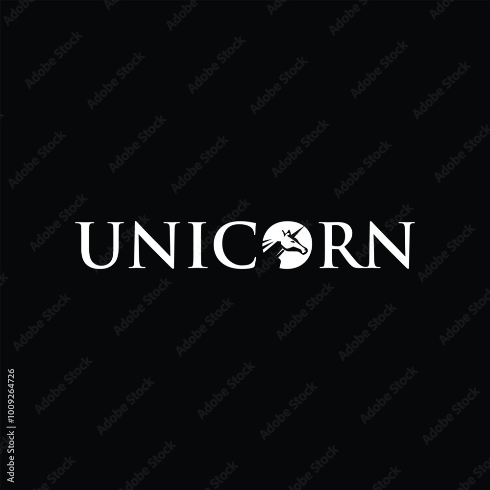 Obraz premium Regal Unicorn Logo Design with Crown and Laurel in Elegant Typography