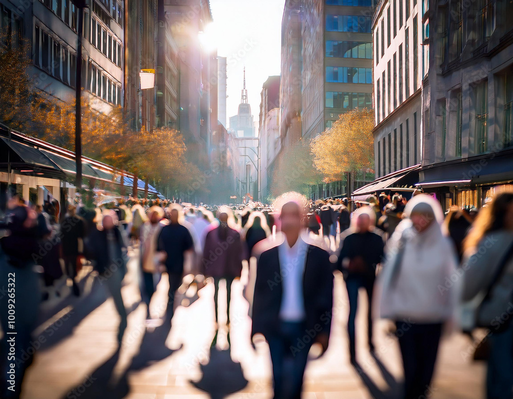 Personas paseando por la ciudad con desenfoque Personas paseando por la ciudad con desenfoque