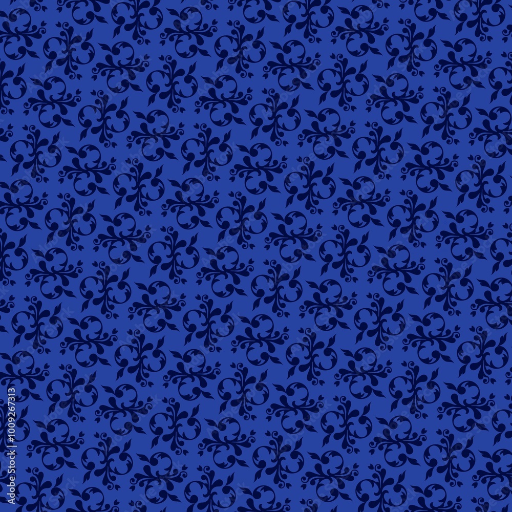 Blue Damask Elegant Pattern Background Blue Damask Elegant Pattern Background