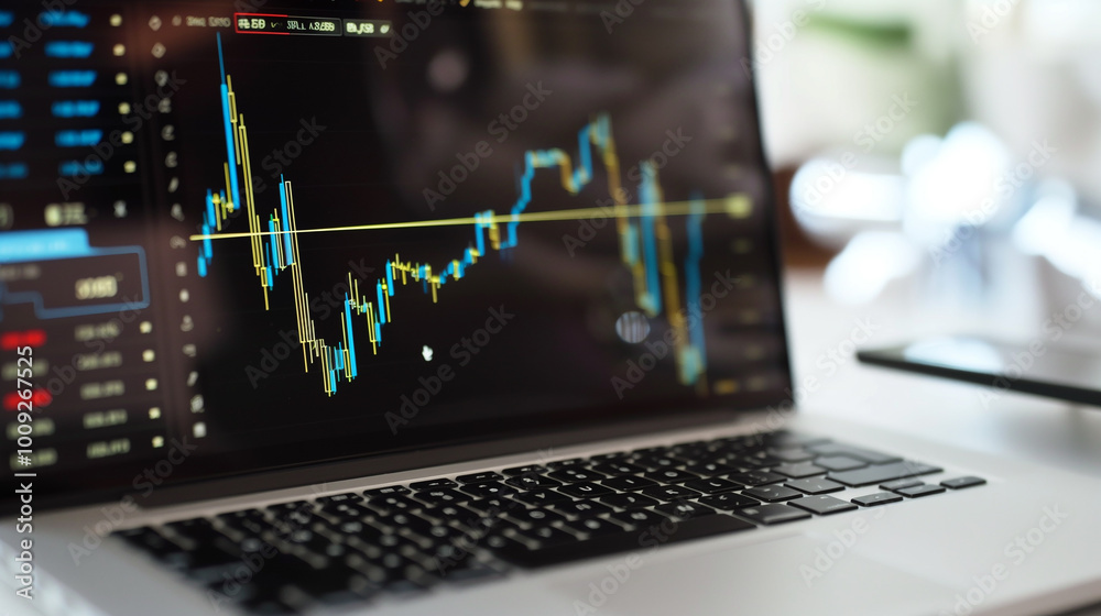 stock market business data graphs display on laptop screen, data analysis graph stock market business data graphs display on laptop screen, data analysis graph