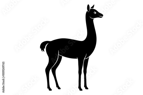 Llama Silhouette with Graceful Neck and Short Ears