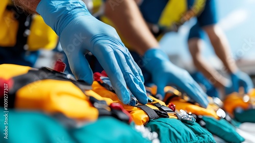 Emergency responders providing CPR in a wellorganized ambulance scene, lifesaving in action, emergency care, immediate medical attention photo