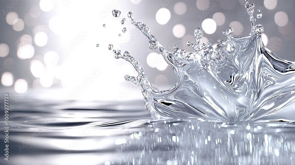 A close-up of a water droplet on a body of water with a blurred background and a soft focus A close-up of a water droplet on a body of water with a blurred background and a soft focus