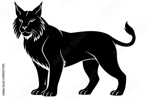 Lynx Silhouette with Muscular Build and Tufted Ears Standing Still