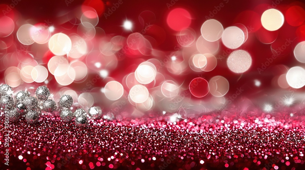 Red and White Background with Silver and Pink Glitter Red and White Background with Silver and Pink Glitter