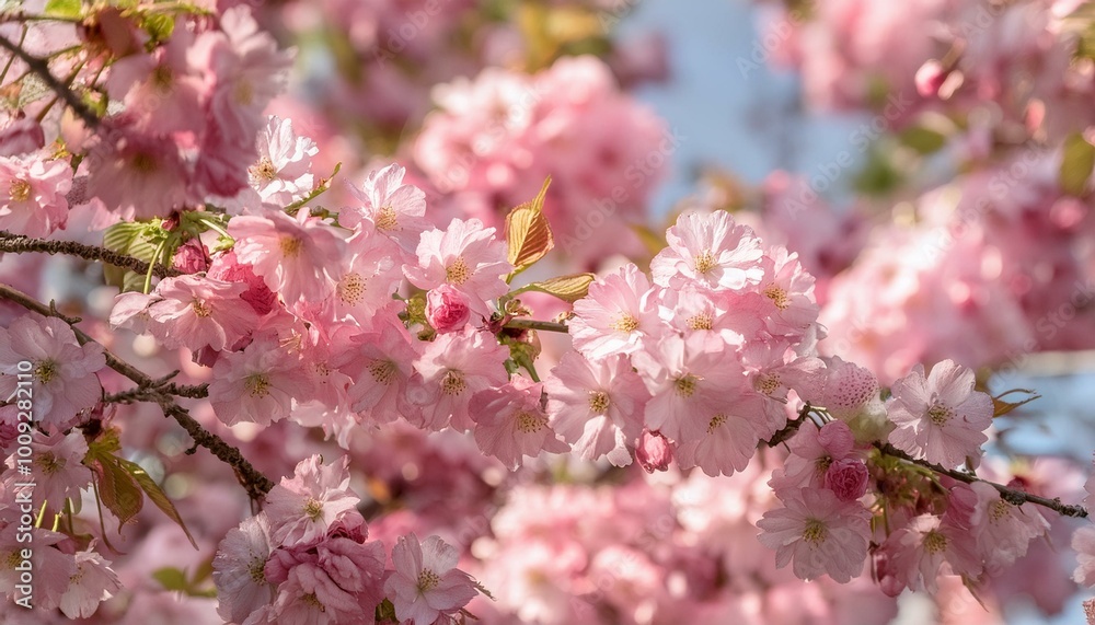 A tree with pink flowers is in full bloom, Cherry blossom, Japan Flower A tree with pink flowers is in full bloom, Cherry blossom, Japan Flower