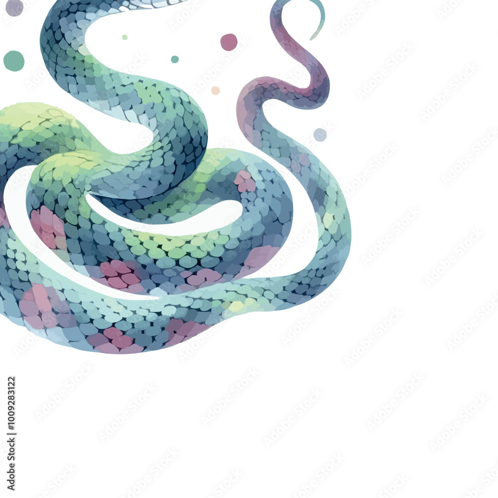 Obraz premium Snake Watercolor Illustration on White Background