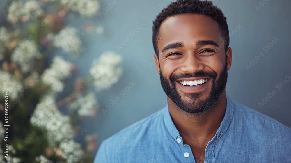 Portrait of a happy handsome man in a shirt with laughing Portrait of a happy handsome man in a shirt with laughing